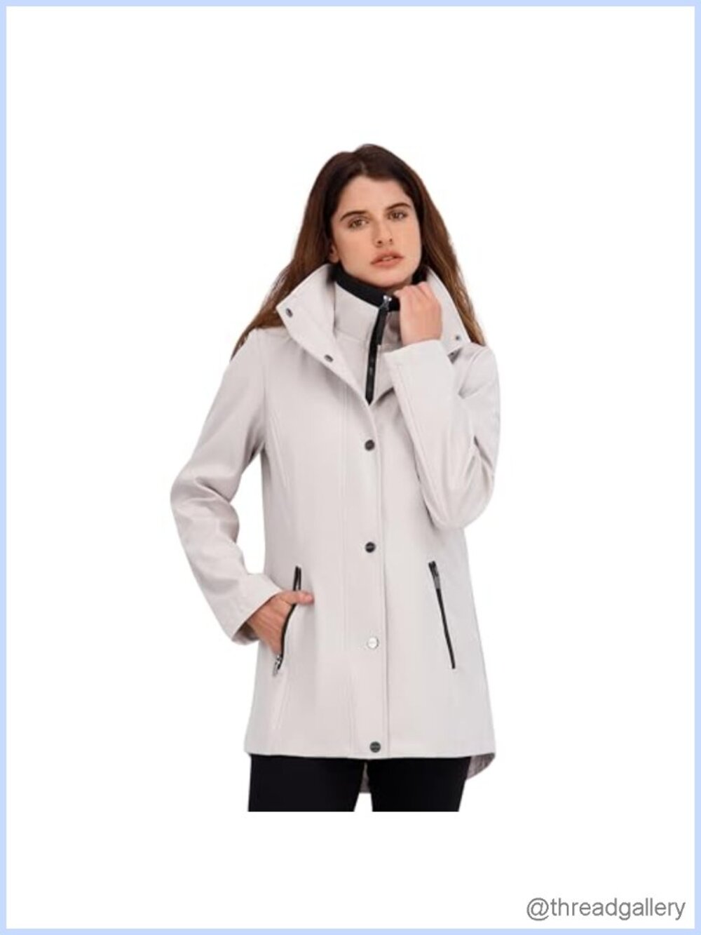 Hooded Raincoat Water Wind Resistant Inner Bib Zip Front